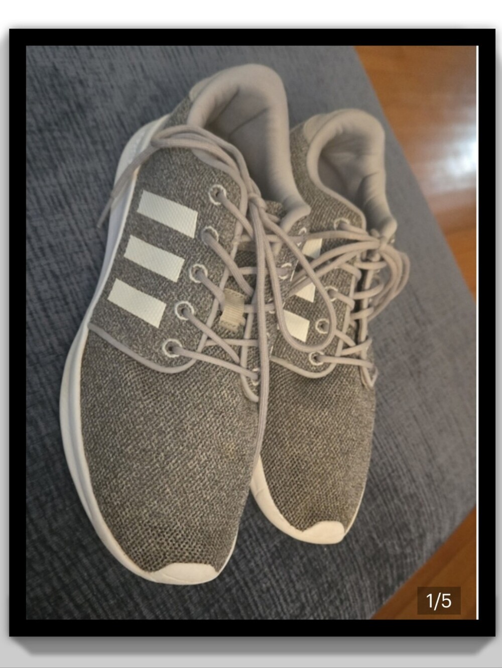 adidas Grey Sneakers with White Stripes Size 9